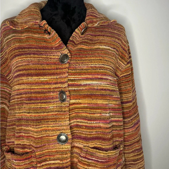 RARE FIND Vintage 90s Tantrums Textured Orange Southwestern Jacket Hippie Boho - Picture 6 of 15